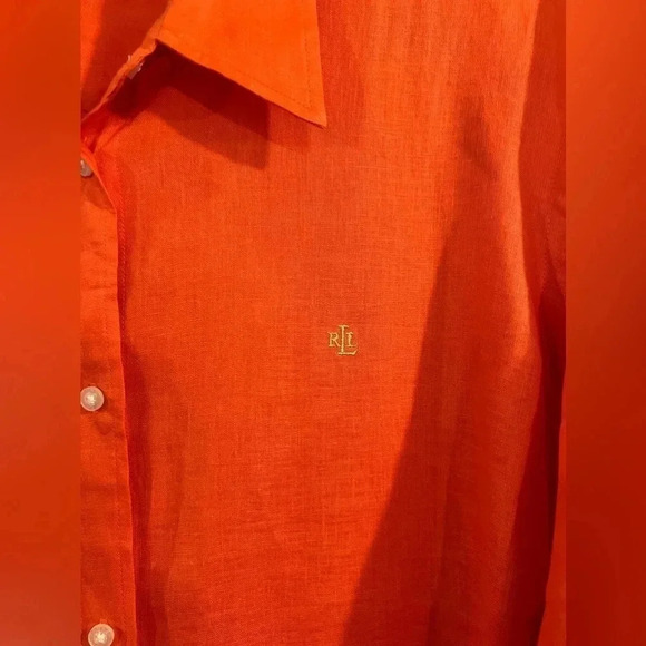 Ralph Lauren Long sleeve Orange Shirt Sz 1X Button Front. In perfect condition. - Picture 3 of 11